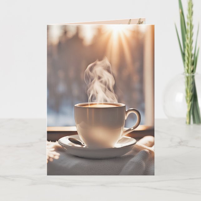 Tankar på kaffe efter fönster kort (Framsida)