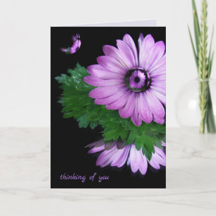 tankar på lila daisy med bubblor kort