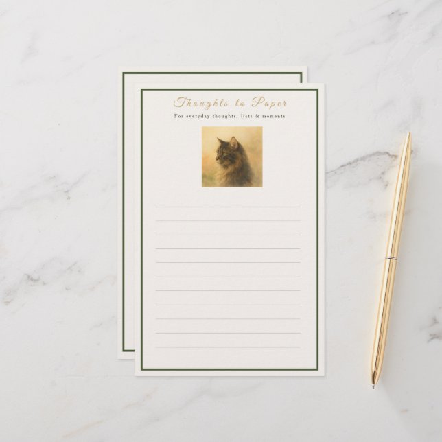 Tankar till papper Notisblock | Maine Coon Katt (Fram/Back In Situ)