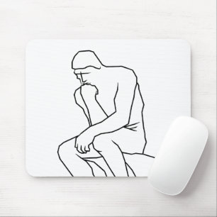 Tänkaren man staty linjekonst, Inspirerad av Rodin Musmatta