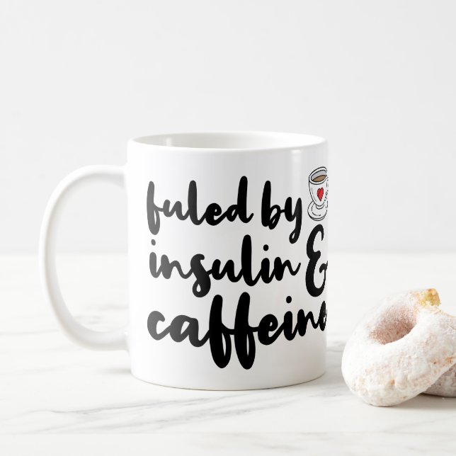 Tankat av Insulin och koffein Kaffemugg (Med munk)