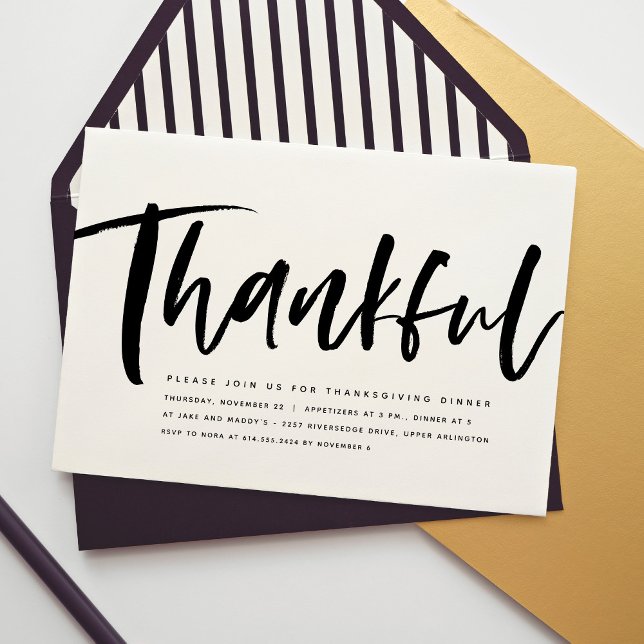 Tänkbar, modern svart och vit Thanksgiving Inbjudningar (Skapare uppladdad)