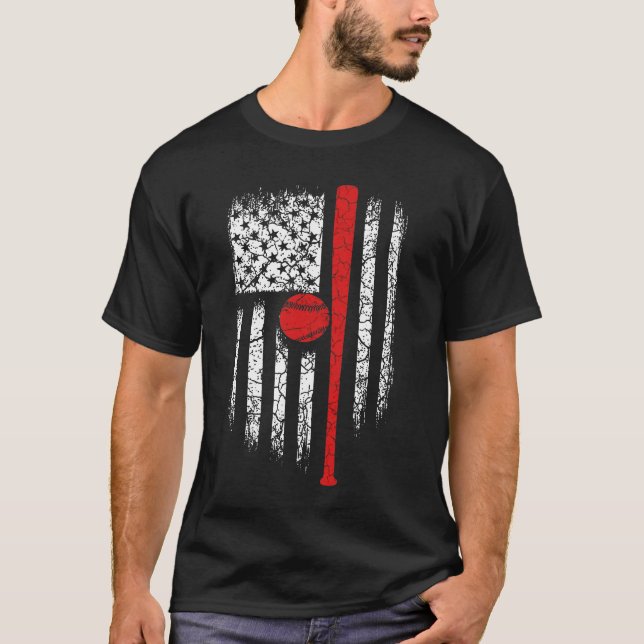 Tanken Baseball Fladdermus Boll Flagga T Shirt (Framsida)