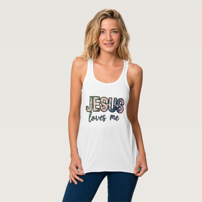 Tanken Jesus Kärlek Me Flowy Racerback Linne Med Racerback (Hel framsida)