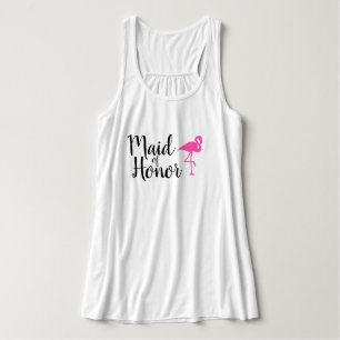 tanken "Maid of honor" Flamingo Bröllop Linne Med Racerback