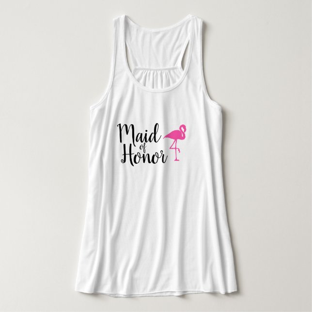 tanken "Maid of honor" Flamingo Bröllop Linne Med Racerback (Design framsida)