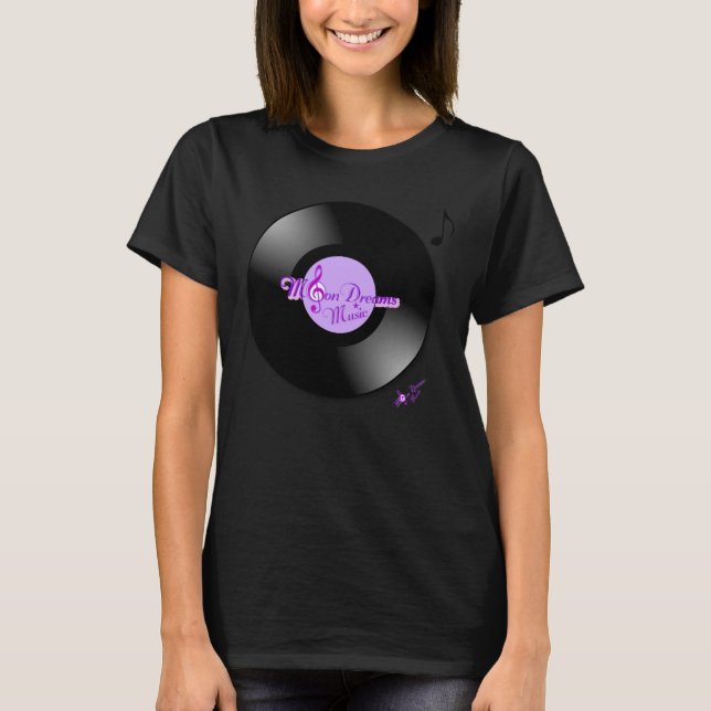 Tanken MoonDreams Music Record Black SpaghettiStra Tee Shirt (Framsida)