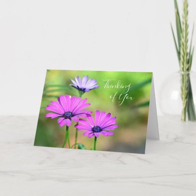 Tanken på dig med blommor kort (Framsida)