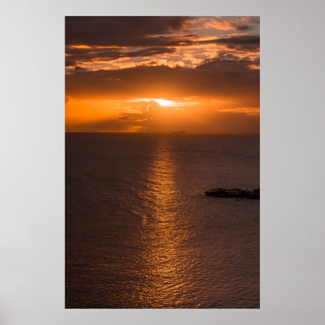 Tankens Frakt vid solnedgång i Atlanten Poster (Framsidan)