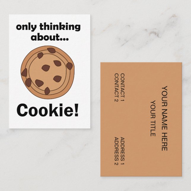 Tänker bara på Cookie Baker-restaurangen Visitkort (Fram/baksida)
