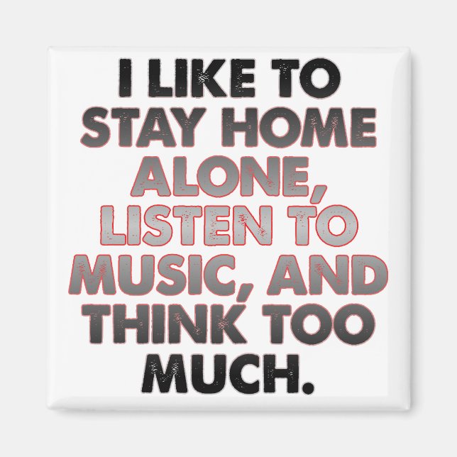 Tänker För Mycket Rolig Introvert Kylskåpsmagnet (Framsidan)