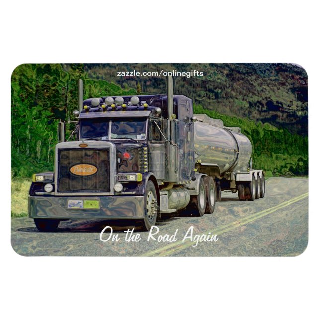 Tanker Lastbil Highway Driving Art Magnet (Horisontell)