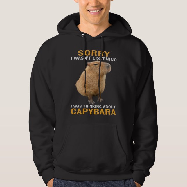 Tänker på Capybara ledsen jag lyssnade inte   Hoodie (Framsida)