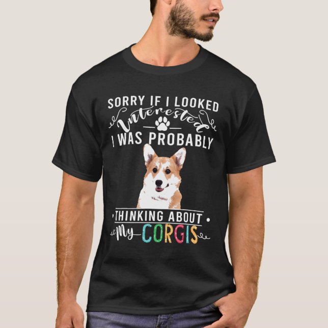 Tänker på Corgis Söt Corgi T Shirt (Framsida)
