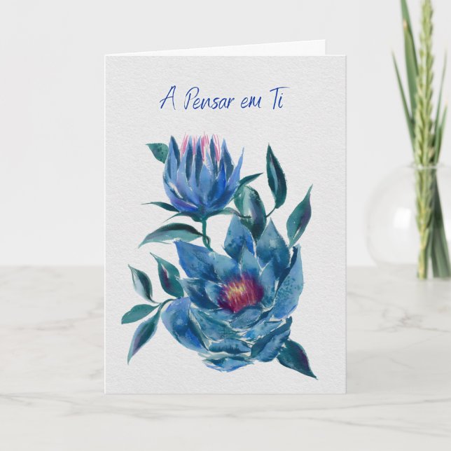 Tänker på Dig – Blå Helleborblommor Kort (Framsida)