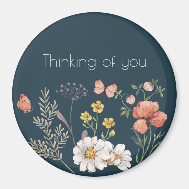 Tänker på Dig Botanisk Vildblomma Boho Magnet (Framsidan)