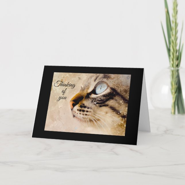 Tänker på dig från katten Vickningskort Kort (Framsida)