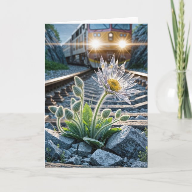 Tänker på Dig Glasblomma Kort (Framsida)