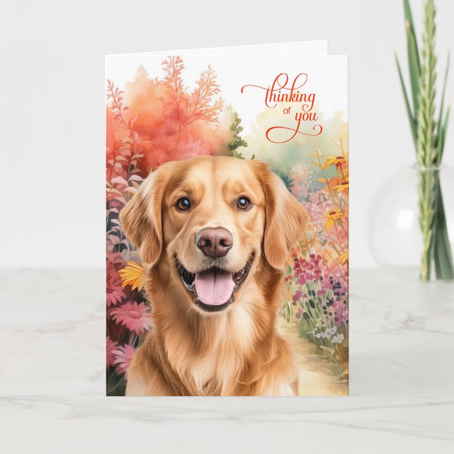 Tänker på dig Golden Retriever Hund Trädgårdsstig Kort (Framsida)