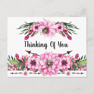 Tänker På Dig I Rosa Blommor Vykort