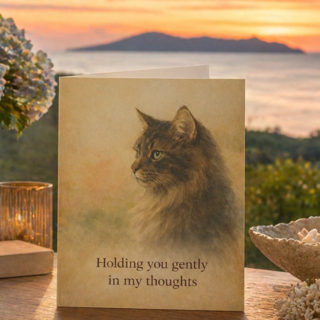 Tänker på Dig Kattkort | Skänker Tröst Helgkort (Thoughtful sympathy card to show care, comfort and support when words matter most)
