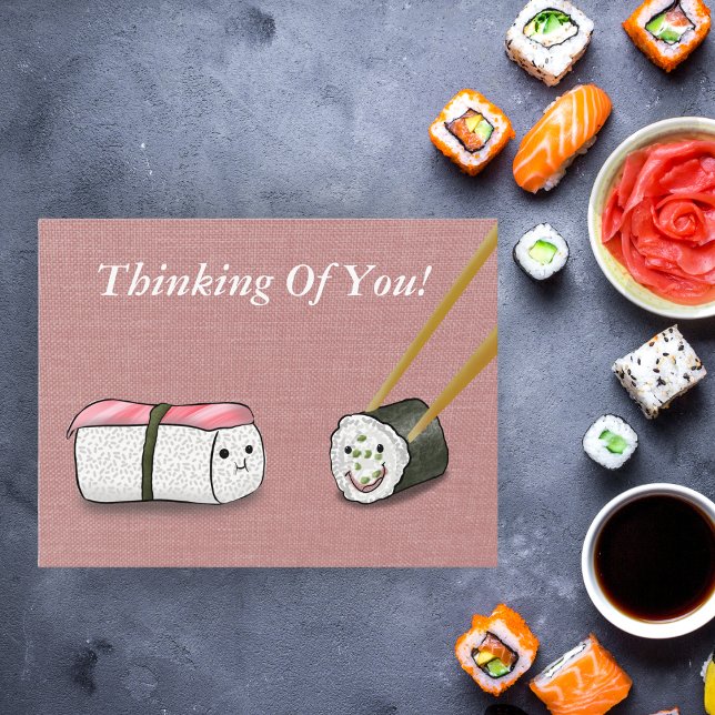 Tänker På Dig Kawaii Sushi-rullar Vykort (Skapare uppladdad)