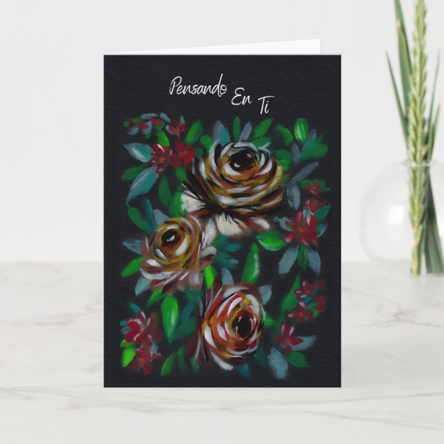 Tänker på Dig Kondoleanskort Blommor Kort (Framsida)