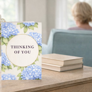 Tänker på Dig Kort Blå Hortensia Blommig