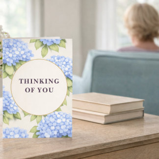 Tänker på Dig Kort Blå Hortensia Blommig