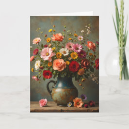 Tänker på Dig Ljus Färg Fyllda Blommor i Kanna Kort