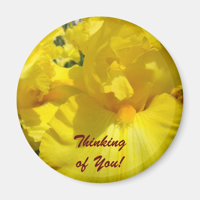Tänker på Dig! magnet Gula Iris Blommor (Framsidan)