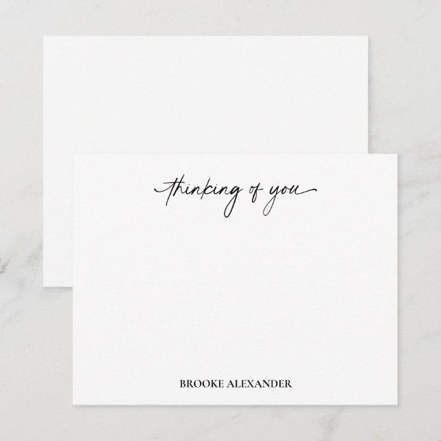 Tänker på Dig Manuskript Dekorativ Handskrift Anteckningskort (Fram/baksida)