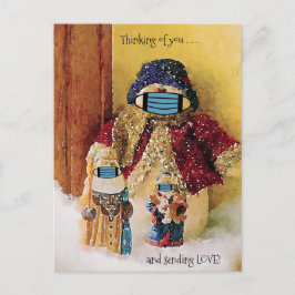 Tänker på dig och skicka Kärlek Santa Snögubbe? Vykort