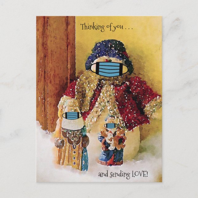 Tänker på dig och skicka Kärlek Santa Snögubbe? Vykort (Framsida)