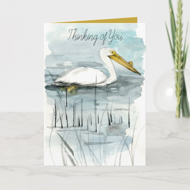 Tänker på Dig Pelikan Fågel Sjöfågel Sjö Kort (Framsida)