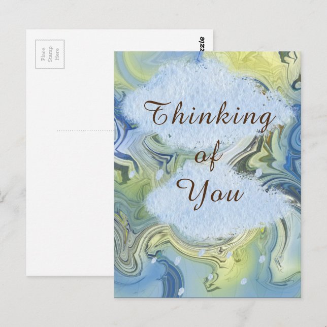"Tänker på dig" Regnig Dag Abstrakt Vatten Vykort (Fram/baksida)