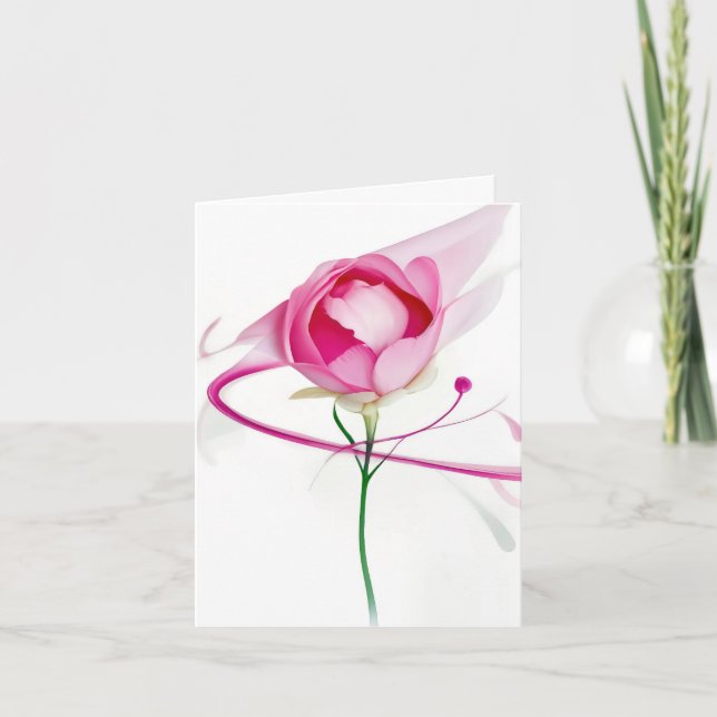 Tänker på Dig Rosa Peony Knopp Abstrakt Kort (Framsida)
