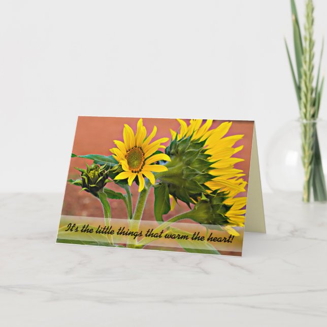 Tänker på Dig Solros Knopp Blommar Foto Kort (Framsida)
