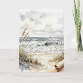 Tänker på dig strand med rullat papper kort