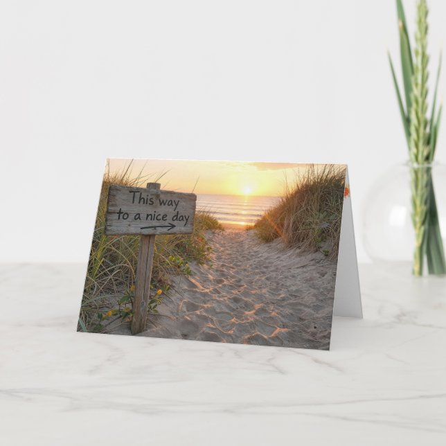 Tänker på dig strandskylt  kort (Framsida)