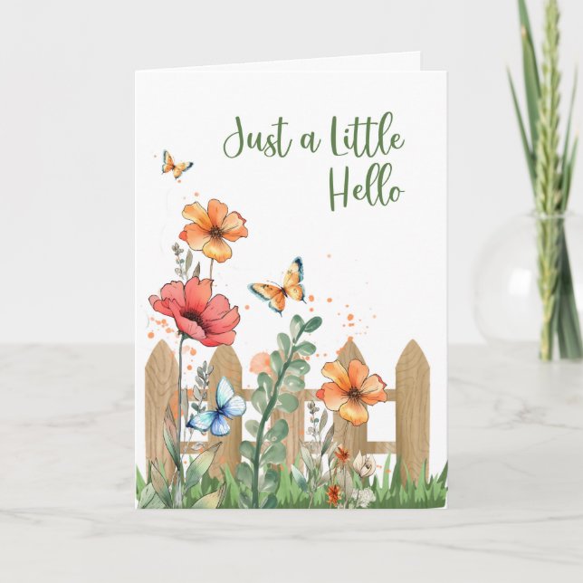 Tänker på dig Vår Hej Blommor Fjärilar Kort (Framsida)