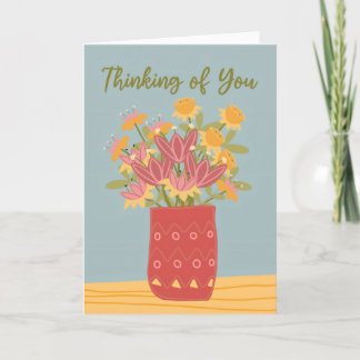 Tänker på Dig Vas med Blommor Kort