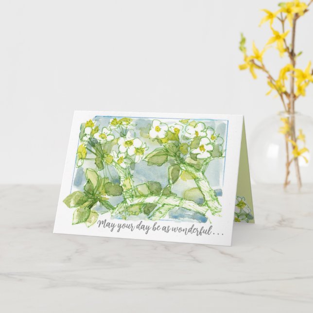 Tänker på Er Underbara Dag Vårblommor Kort (Gul blomma)
