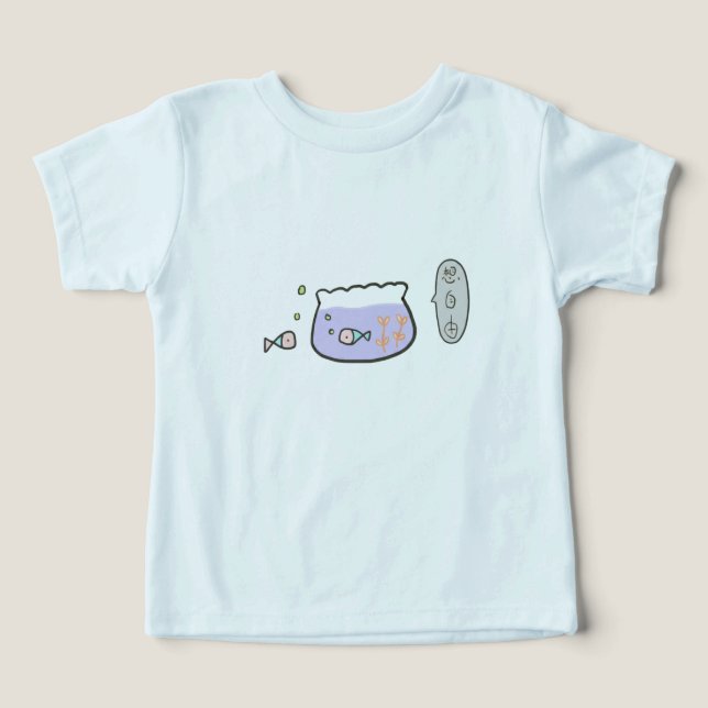 Tänker på frihet Söt fisk doodle konst T Shirt (Design Framsida)