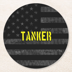 Tanker Subdued American Flagga Underlägg Papper Rund