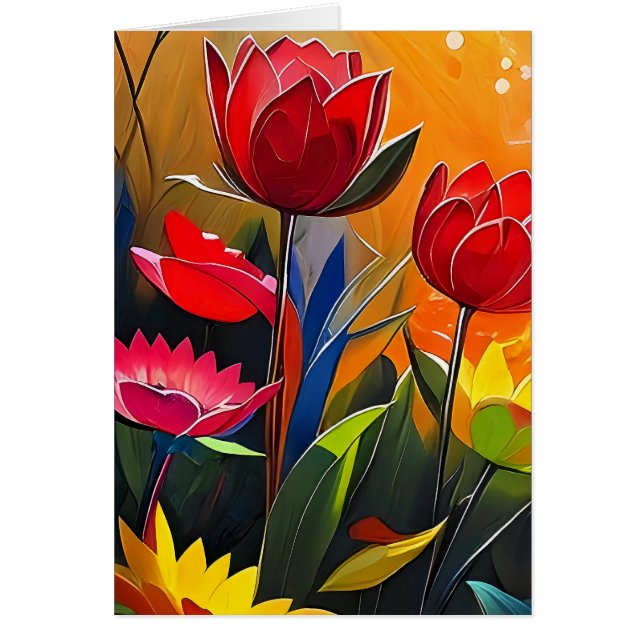 Tankesgåva med blommor OBS kort (Framsidan)