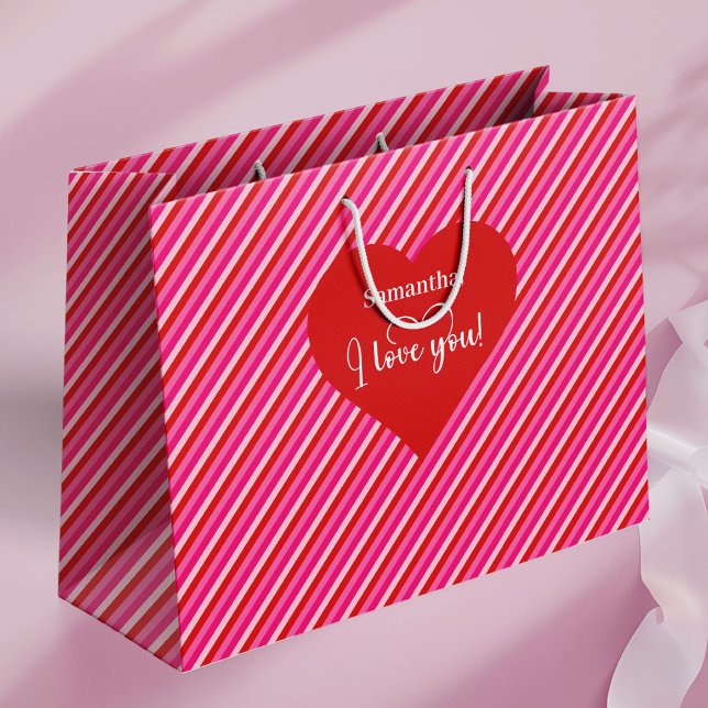 Tankeväckande presentpåse till Alla hjärtans dag m (Thoughtful Valentine Gift Bag With I Love You Text)