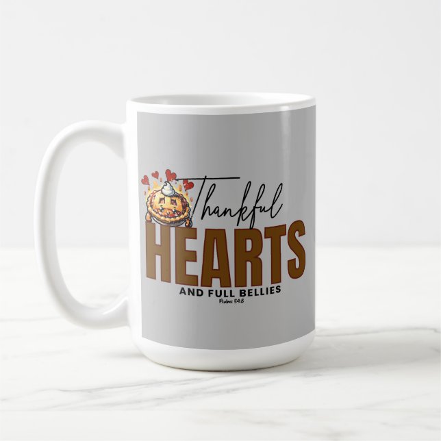 Tankfulla hjärtan och Fullt Bellies - Psalms 34:8 Kaffemugg (Vänster)
