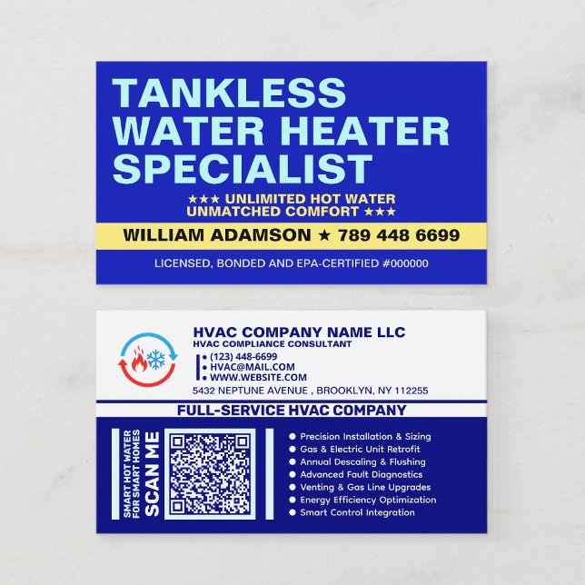 Tankless Vattenvärmare Pro | Varmvatten på Begäran Visitkort (Tankless Water Heater Specialist)