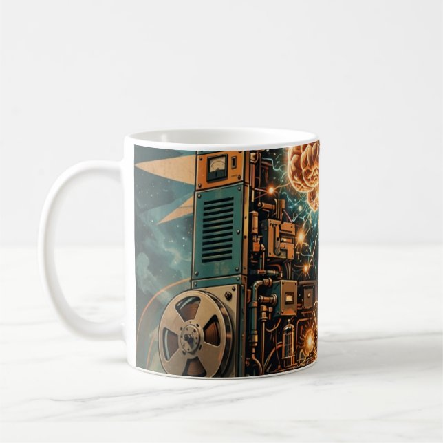 Tänkmaskin — Retro-Futurism Mugg (Vänster)